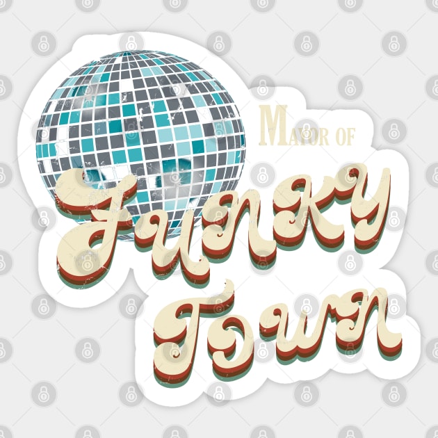 Vintage 70s Mayor of Funky Town Disco Ball Retro Colors Sticker by Sassee Designs